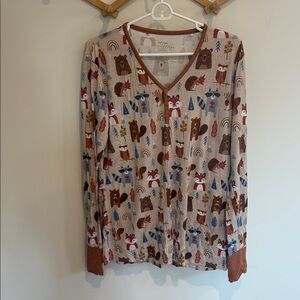 Little Sleepies Medium Top Woodland Friends Loungewear Shirt